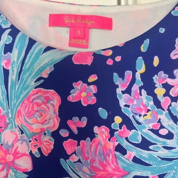 Lilly Pulitzer Floral Ruffle Sleeve Top - Blue and Pink - Picture 2 of 3